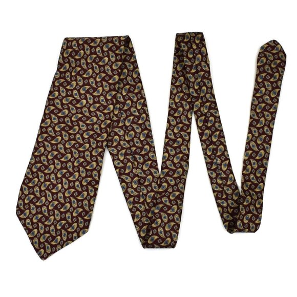 Vintage Geoffrey Been Mens Tie Necktie Silk Paisley Brown USA From Crowleys New - Picture 2 of 8